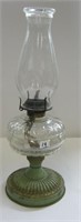 Antique Oil Lamp with Chimney--Metal base