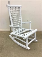 Vintage Bamboo Rocker Rocking Chair Painted White