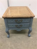 Hammary Wood End Table with 2 Drawers Painted