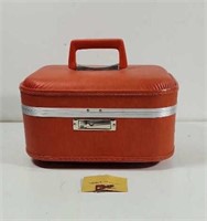 MCM Orange Travel makeup suitcase with key