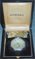 Howard 14 Kt White Gold Pocket Watch.