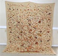 Wonderful Antique Crewel Embroidery Coverlet