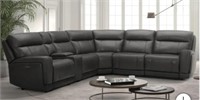 6 PC - Grey Leather Power Reclining Sectional (In