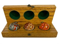 1950's Jumbo Player Marbles in Wooden Box
