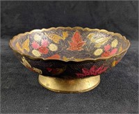 Brass Etched Bowl With Enamel Inlay