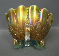 N'Wood Aqua Opal Leaf & Beads Flared Nut Bowl
