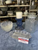 Lovely Blue Candle Holder with candle More!