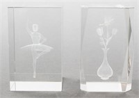 Glass Paperweights w/Suspended Decoration Within