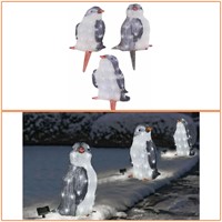 3 Piece - Outdoor Penguin Decorations with Lights