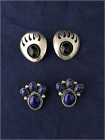 Vintage .925 Navajo Bear Claw Earrings