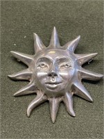 VINTAGE STERLING SILVER SUN BROOCH MADE IN MEXICO