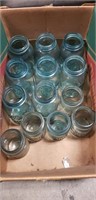 (13) Assorted Ball Blue Tinted Canning Jars