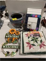 ASIAN THEMED PLANTER, SUNFLOWER WELCOME SIGNS,
