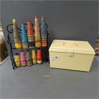 Sewing Box & Contents w/ Spools of Thread