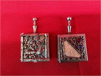 2 Antique Jeweled Ladies Purse Ashtray/Pill Box
