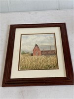 Hip roof barn picture. 13.5” x 16.5” framed.