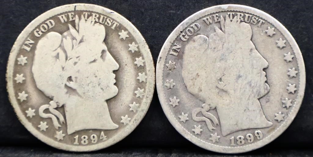 Lot of 2 1800s barber half dollars