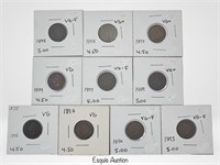 Lot of Indian Cent Pennies- VG-F