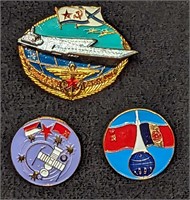 3 Vintage Russian Space & Sea Pins F18