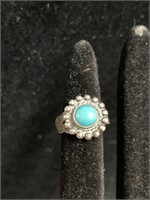 STERLING & TURQUOISE RING - SZ 1.5