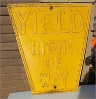 Vintage Yield Right of Way Sign Heavy Metal 24X24"