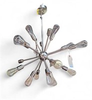 Modern Aluminum Color Sputnik Light Fixture.