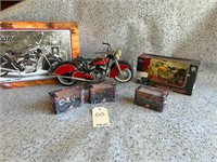 5 Indian motorcycle toys in original boxes