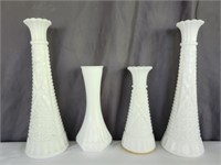 Lot of 4 Milk Glass Vases