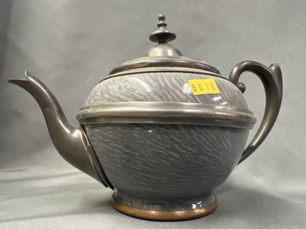 Gray Agateware Teapot