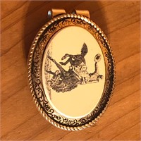 Scrimshaw Style Cowboy Bronco Money Clip