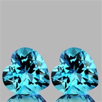 Natural Sky Blue Topaz Heart Pair  [Flawless-VVS]