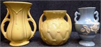 (3) Handled Vases - McCoy, Shawnee & Weller