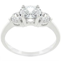 18k Gold-pl. 1.00ct White Sapphire 3-stone Ring