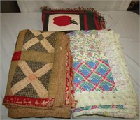 2 Full Size Quilts, 1 Throw All Rough