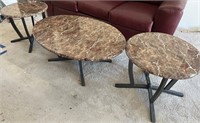 91 - COFFEE TABLE & 2 SIDE TABLES