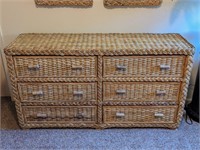 Rattan Wicker 6 Drawer Dresser