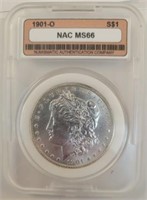 1901-O Morgan Silver Dollar, Graded NAC MS66