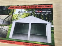 NEW 21' x 19' Metal Double Garage Shed -TMG-MS2119