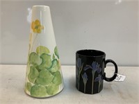 Mikasa China Water Lillies Vase & Blue Iris Mug