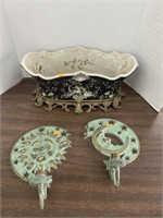 Vintage Chinese porcelain garniture , sun and