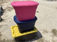 3-STORAGE TOTES W/LIDS