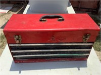 3 DRAWER RED TOOLBOX W/ TOOLS