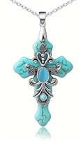 Turqoise Cross Pendant Necklace