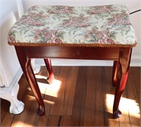 Wooden stool with flower fabric seat