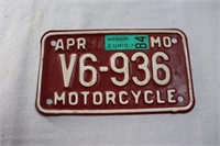 Maroon MO motorcycle license plate