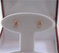14k rose gold diamond solitaire earrings