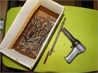 Box of hardware, clamps, rivet gun, etc