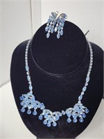 Beautiful Crystal Blue Necklace and Earrings