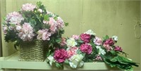 Basket of Pink Carnations,  Pink & White Swag
