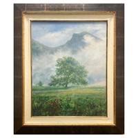 Lin Jian, "Mountain Fern" Framed Original Oil Pain